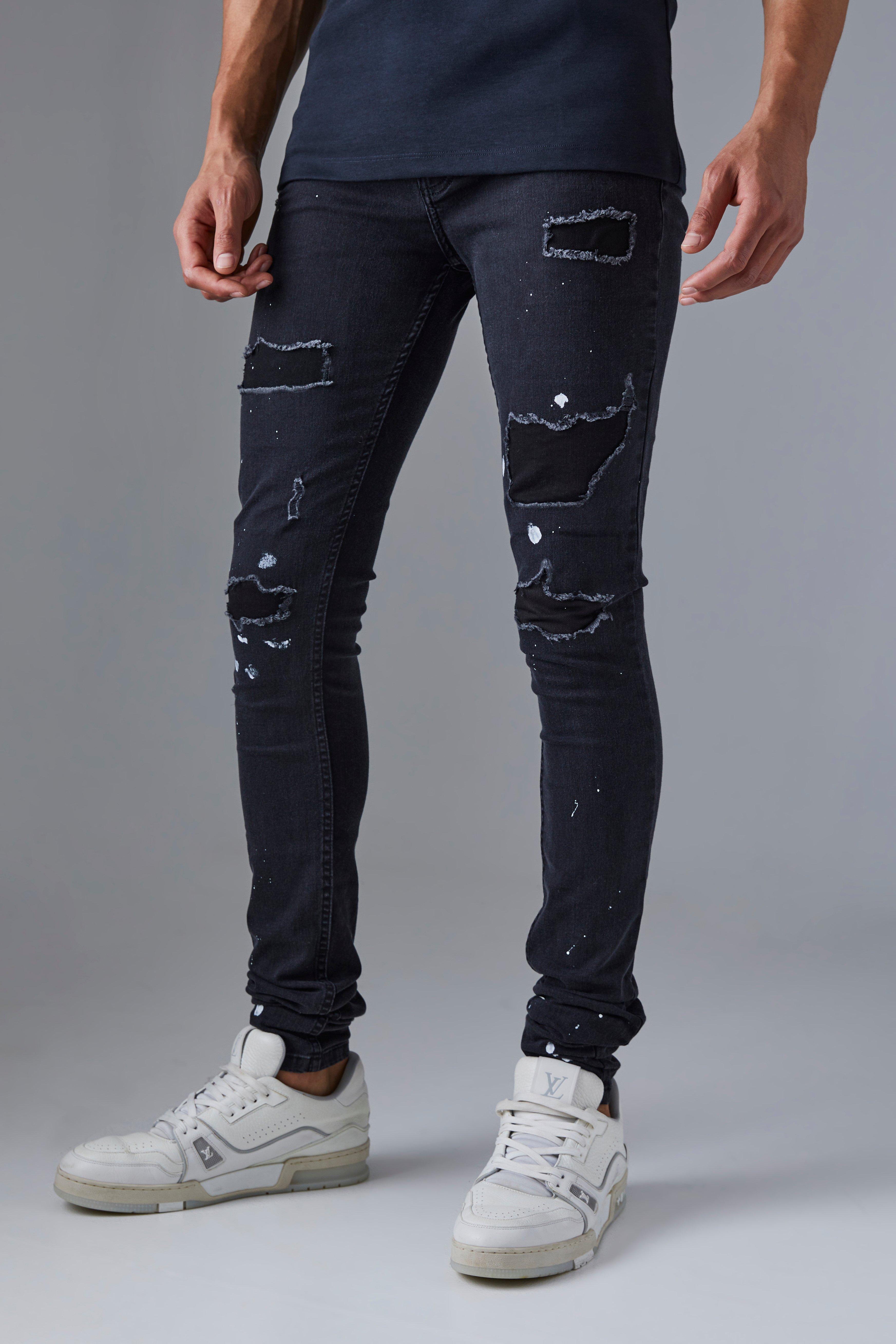 Paint splatter jeans on sale black